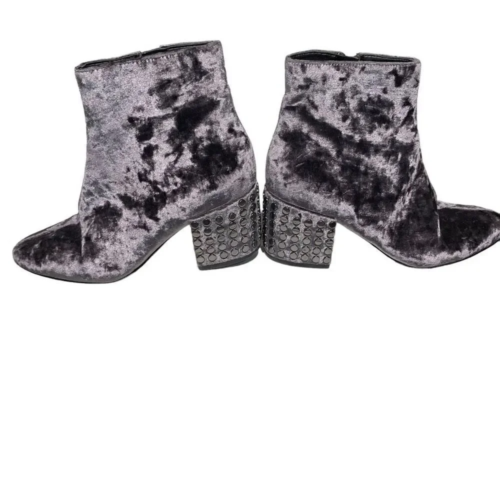 Kendall & Kylie‎ Velvet Gray Studded Heel Ankle Boot Zip Women’s 7-1/2M EUC